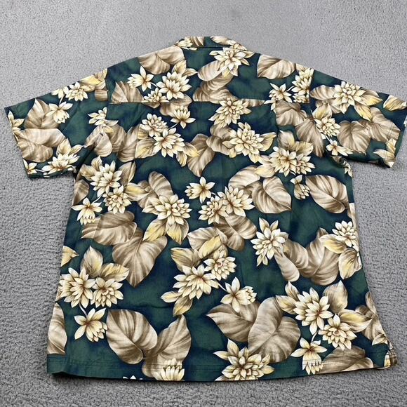 Chaps Ralph Lauren Button Short Sleeve Shirt Men's Large Green Floral Hawaiian - Picture 6 of 8